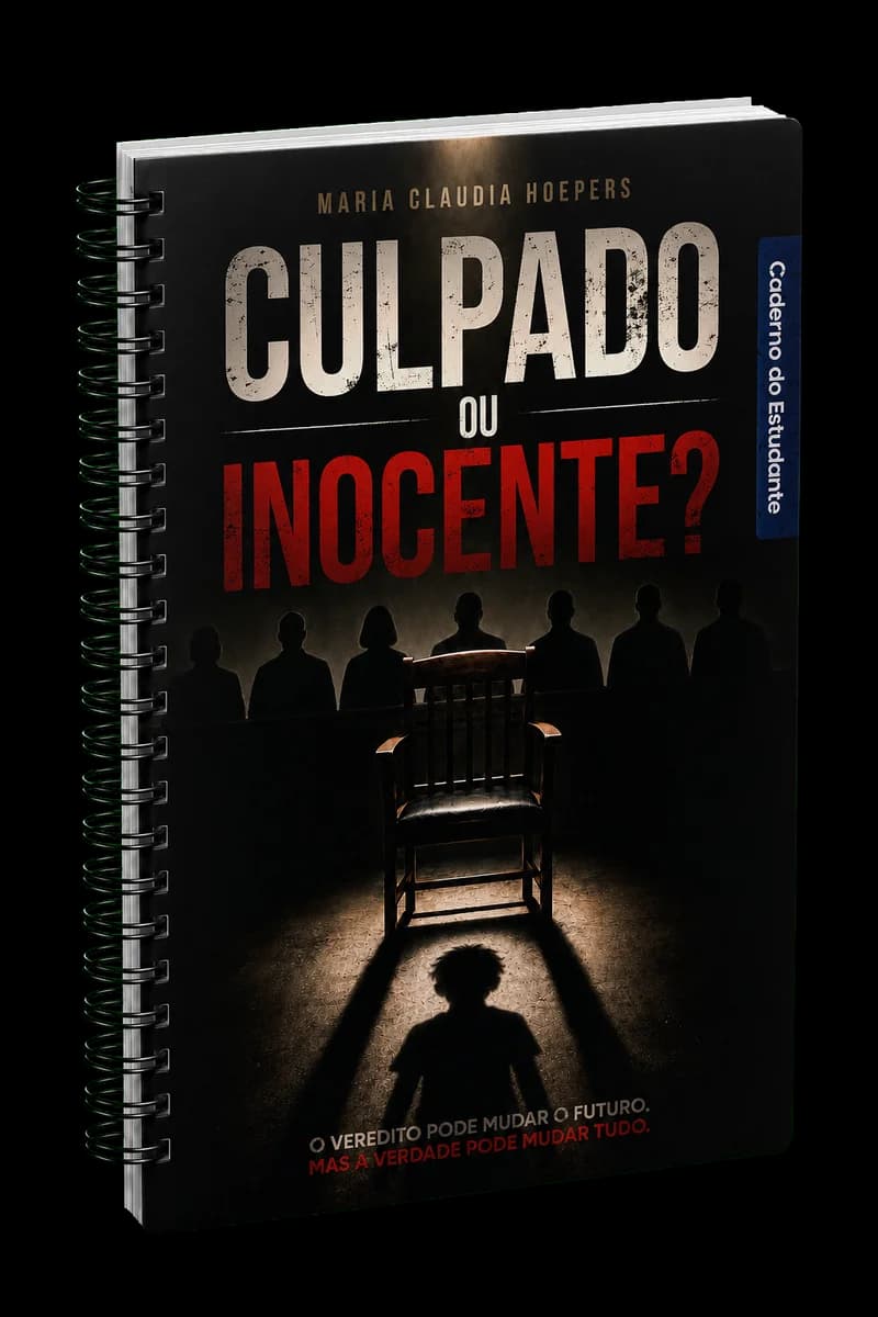 Capa do Caderno do Estudante do Programa Tax, 8º ano — Culpado ou Inocente?