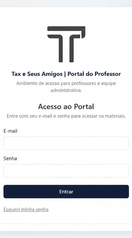 Tela de acesso do Portal do Professor do Programa Tax